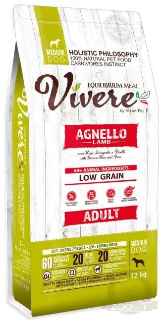 Vivere Dog Medium Adult Lamb 12kg Karma Monobiałkowa z Jagnięciną Vivere Dog Medium Adult Lamb 12kg Karma Monobiałkowa z Jagnięciną