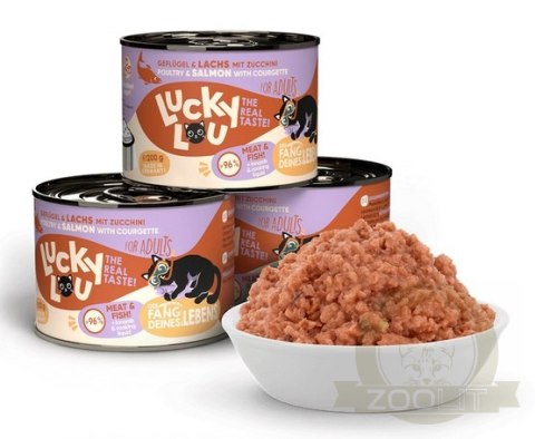 Lucky Lou Lifestage Adult Drób i łosoś puszka 200g Lucky Lou Lifestage Adult Drób i łosoś puszka 200g