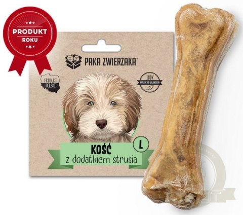 Paka Zwierzaka Kość z dodatkiem strusia L 13,5cm Paka Zwierzaka Kość z dodatkiem strusia L 13,5cm