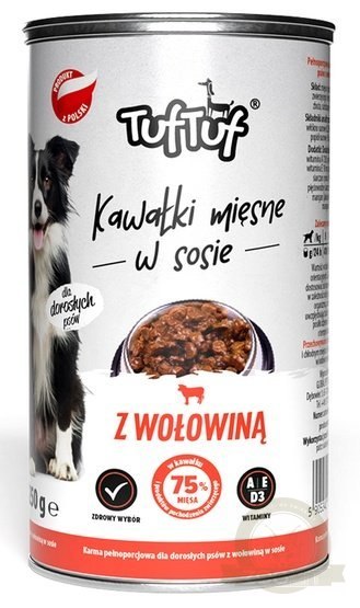 TUF TUF Kawałki mięsne z wołowiną dla psa puszka 415g TUF TUF Kawałki mięsne z wołowiną dla psa puszka 415g