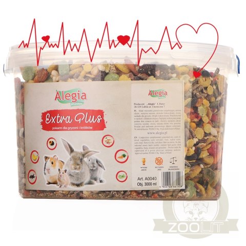 Alegia - extra plus pokarm dla gryzoni i królików 3000ml Alegia - extra plus pokarm dla gryzoni i królików 3000ml
