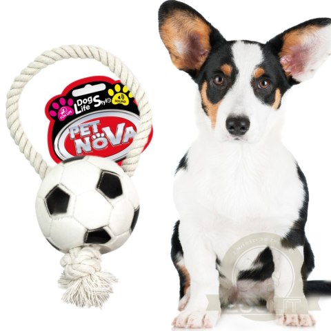 Pet Nova zabawka gumowa - piłka futbolowa na sznurku 26cm Pet Nova zabawka gumowa - piłka futbolowa na sznurku 26cm