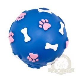 Pet Nova zabawka gumowa - piłka ze wzorem łapek i kości niebieska 9cm