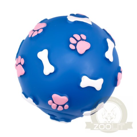 Pet Nova zabawka gumowa - piłka ze wzorem łapek i kości niebieska 9cm Pet Nova zabawka gumowa - piłka ze wzorem łapek i kości niebieska 9cm