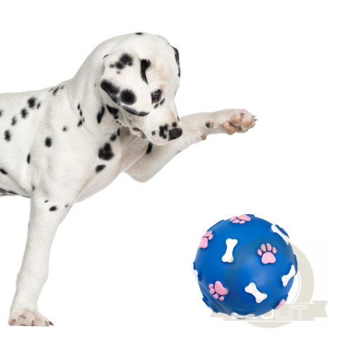 Pet Nova zabawka gumowa - piłka ze wzorem łapek i kości niebieska 9cm Pet Nova zabawka gumowa - piłka ze wzorem łapek i kości niebieska 9cm