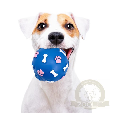 Pet Nova zabawka gumowa - piłka ze wzorem łapek i kości niebieska 9cm Pet Nova zabawka gumowa - piłka ze wzorem łapek i kości niebieska 9cm