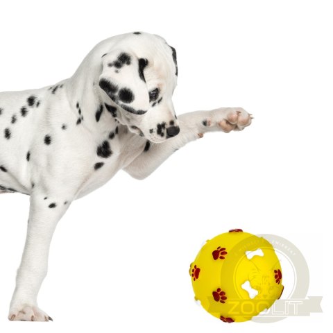 Pet Nova zabawka gumowa - piłka ze wzorem łapek i kości żółta 7,5cm Pet Nova zabawka gumowa - piłka ze wzorem łapek i kości żółta 7,5cm