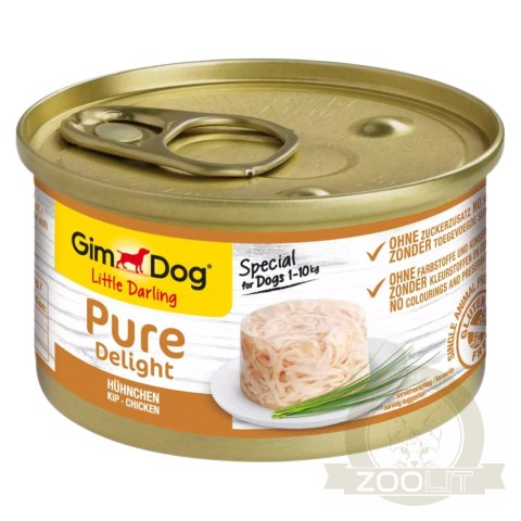 Gimdog Pure Delight 85g - karma dla małych psów kurczak w galarecie Gimdog Pure Delight 85g - karma dla małych psów kurczak w galarecie