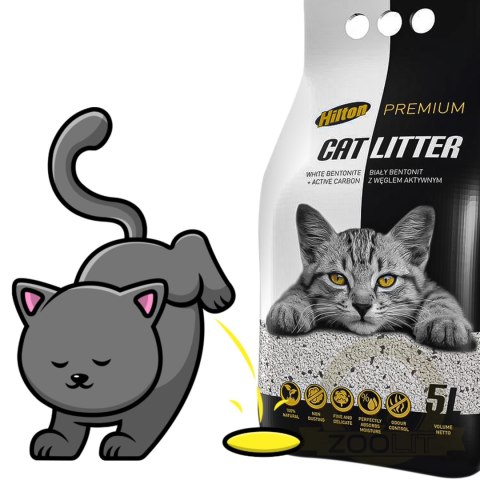 Hilton Cat Litter Carbon - żwirek bentonitowy z węglem dla kota 5l Hilton Cat Litter Carbon - żwirek bentonitowy z węglem dla kota 5l