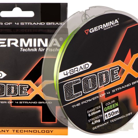 Germina 4-BRAID CODE 0,08mm GREEN - plecionka wędkarska 150m Germina 4-BRAID CODE 0,08mm GREEN - plecionka wędkarska 150m