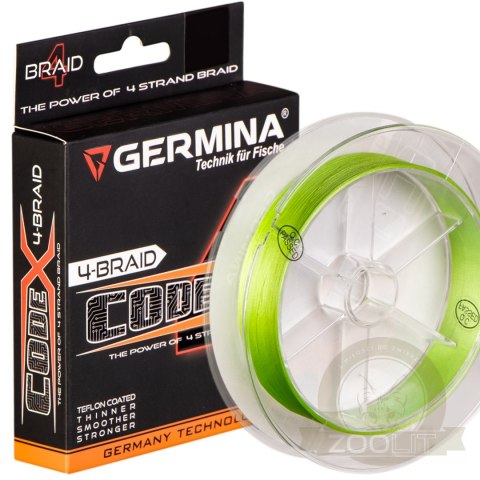 Germina 4-BRAID CODE 0,08mm GREEN - plecionka wędkarska 150m Germina 4-BRAID CODE 0,08mm GREEN - plecionka wędkarska 150m