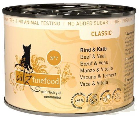 Catz Finefood Classic N.07 Wołowina i cielęcina puszka 200g Catz Finefood Classic N.07 Wołowina i cielęcina puszka 200g