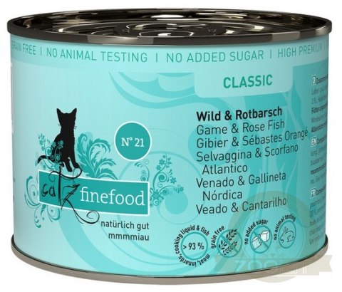 Catz Finefood Classic N.21 Dziczyzna i Karmazyn puszka 200g Catz Finefood Classic N.21 Dziczyzna i Karmazyn puszka 200g