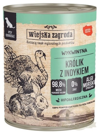 Wiejska Zagroda Królik z indykiem puszka 800g Wiejska Zagroda Królik z indykiem puszka 800g