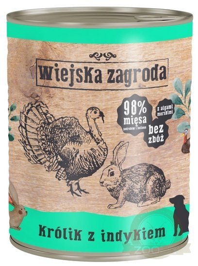 Wiejska Zagroda Królik z indykiem puszka 800g Wiejska Zagroda Królik z indykiem puszka 800g